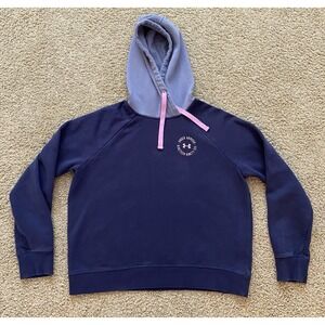 Under Armour Women's 1996 Blue/Pink Hoodie Sweatshirt Size Medium Loose‎ Fit